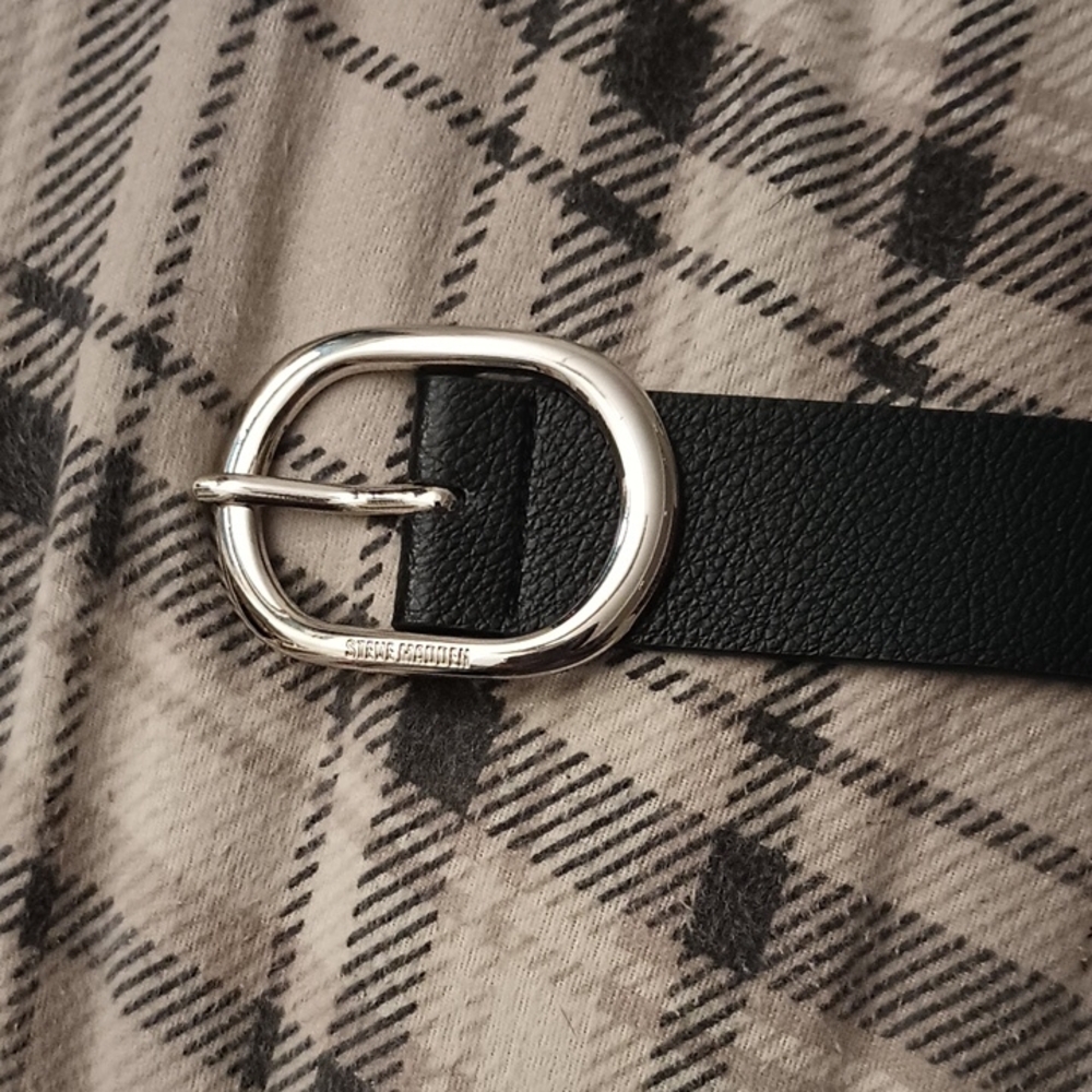 Steve Madden Black Belt with Silver Buckle